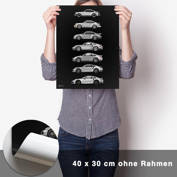 Lade das Bild in den Galerie-Viewer, 911 Turbo Generationen Poster Dunkel - CARTISTRY