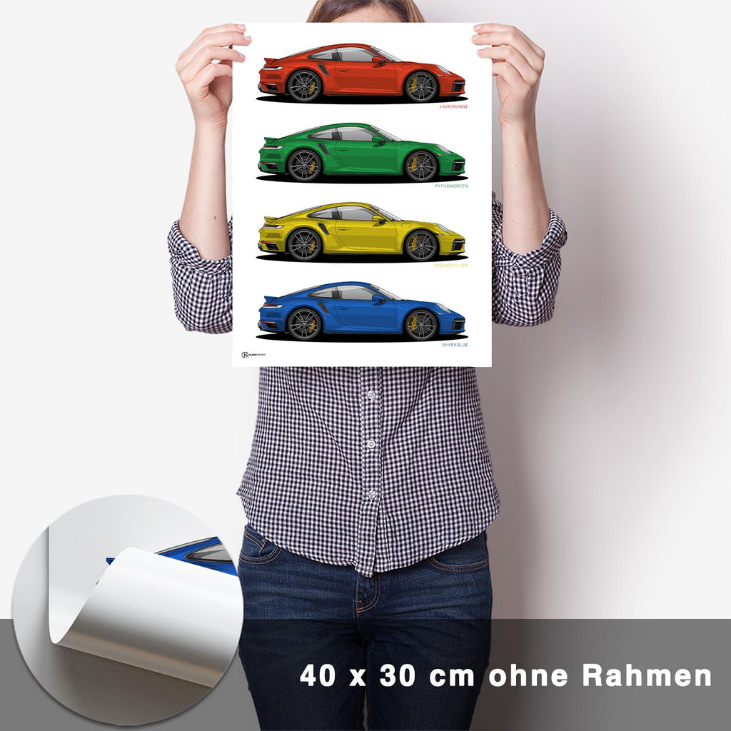 911 Turbo (992) Werksfarben Poster - CARTISTRY
