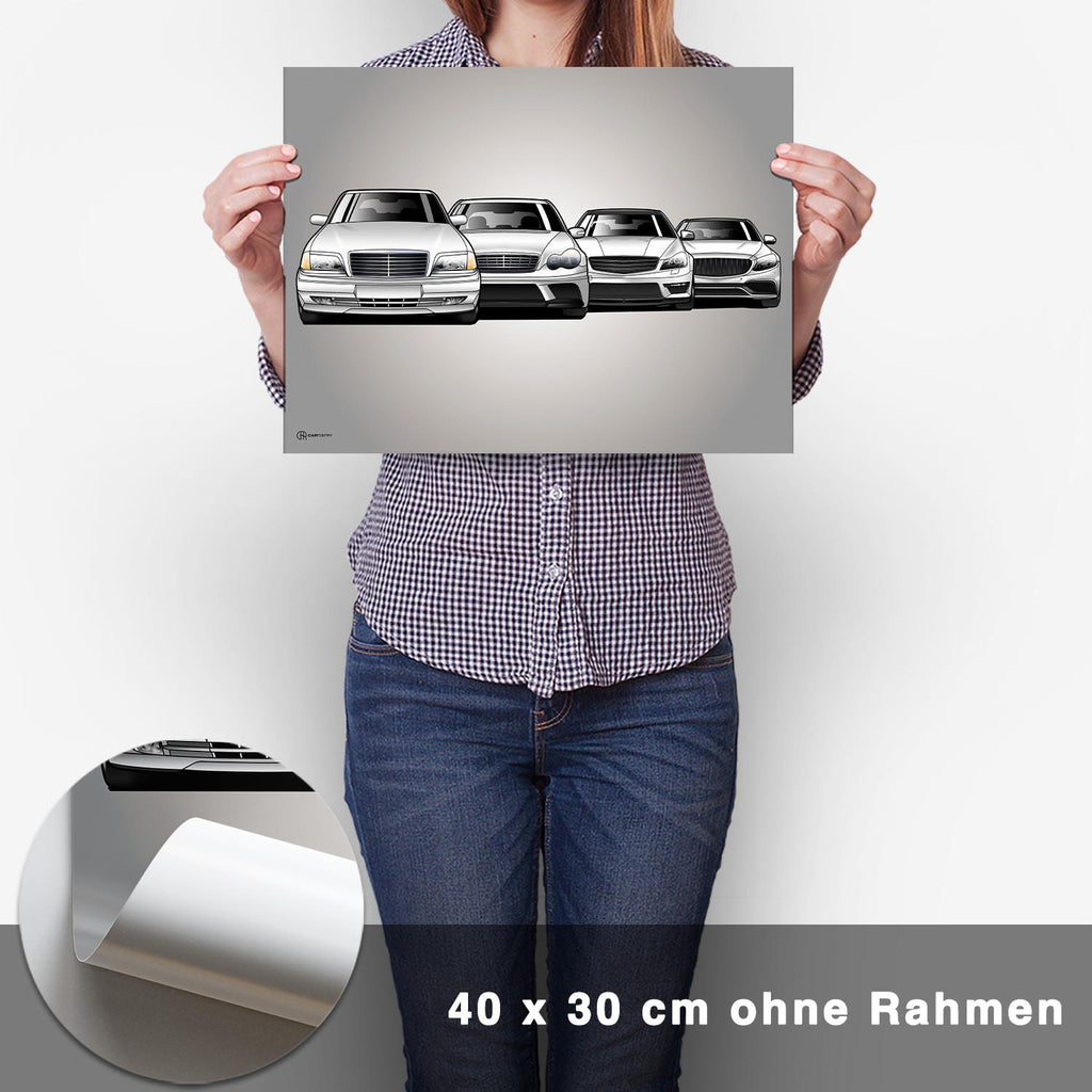 AMG C-Klasse Generationen Poster Horizontal - CARTISTRY