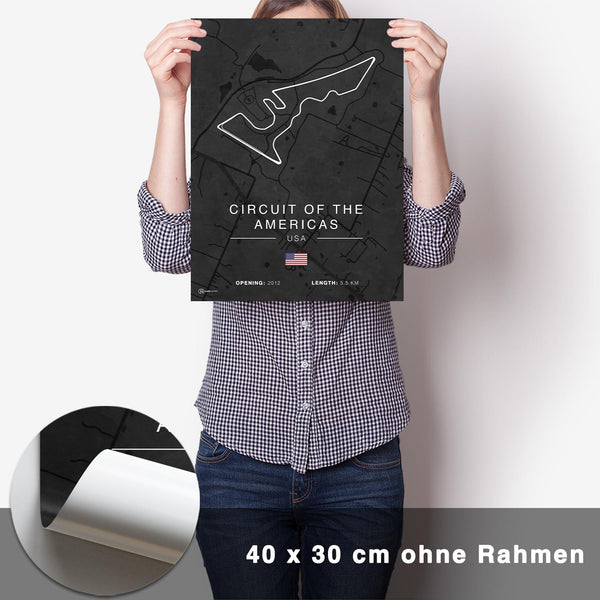 Lade das Bild in den Galerie-Viewer, Circuit Americas Rennstrecken Poster - Dunkel - CARTISTRY