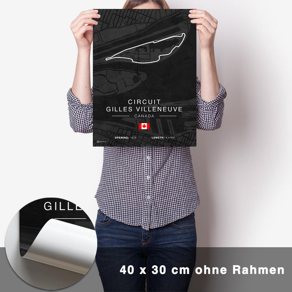 Lade das Bild in den Galerie-Viewer, Gilles Villeneuve Rennstrecken Poster - Dunkel - CARTISTRY