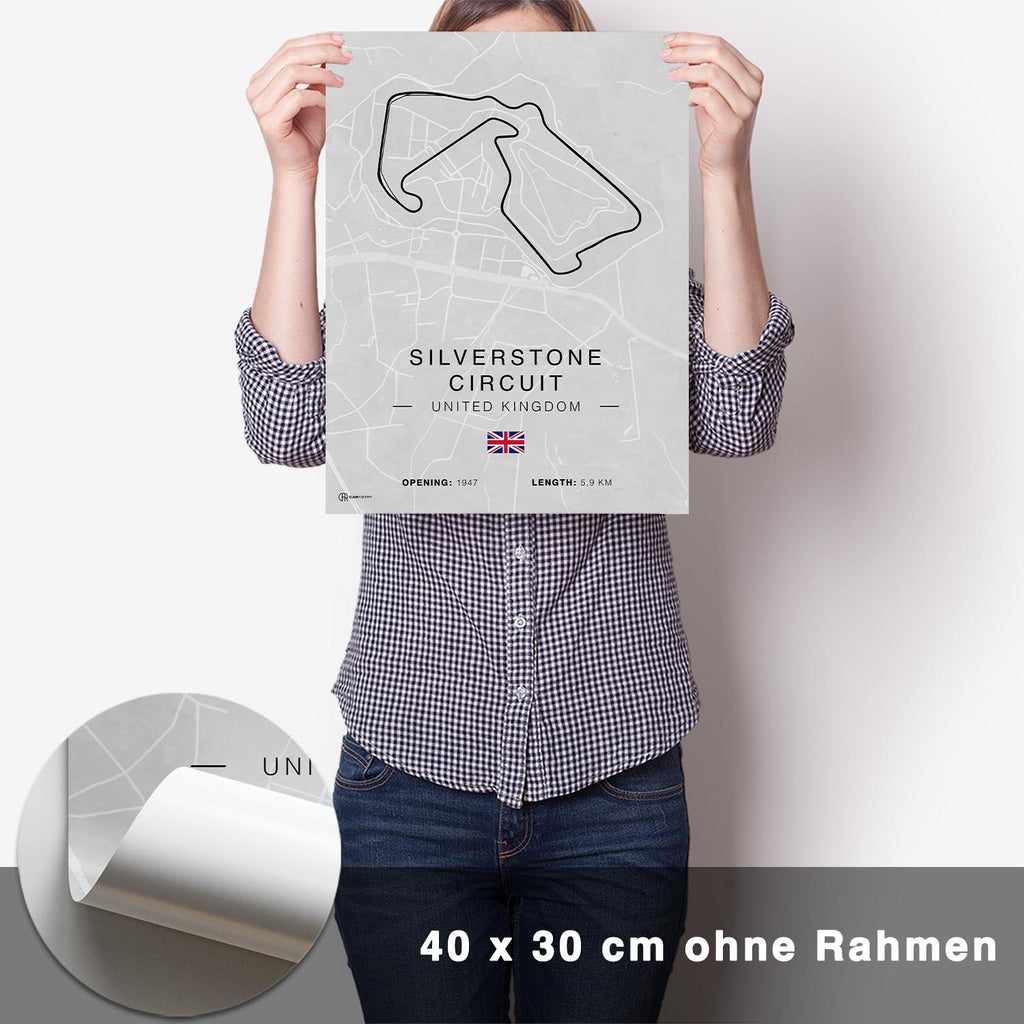 Silverstone Rennstrecken Poster - Hell - CARTISTRY