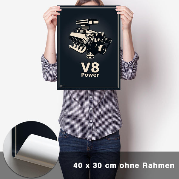 Lade das Bild in den Galerie-Viewer, V8 Motor Poster - Blau - CARTISTRY