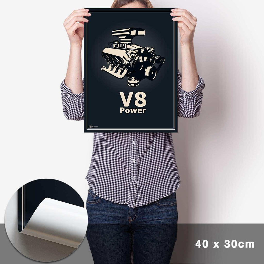 V8 Motor Poster - Blau - Cartistry