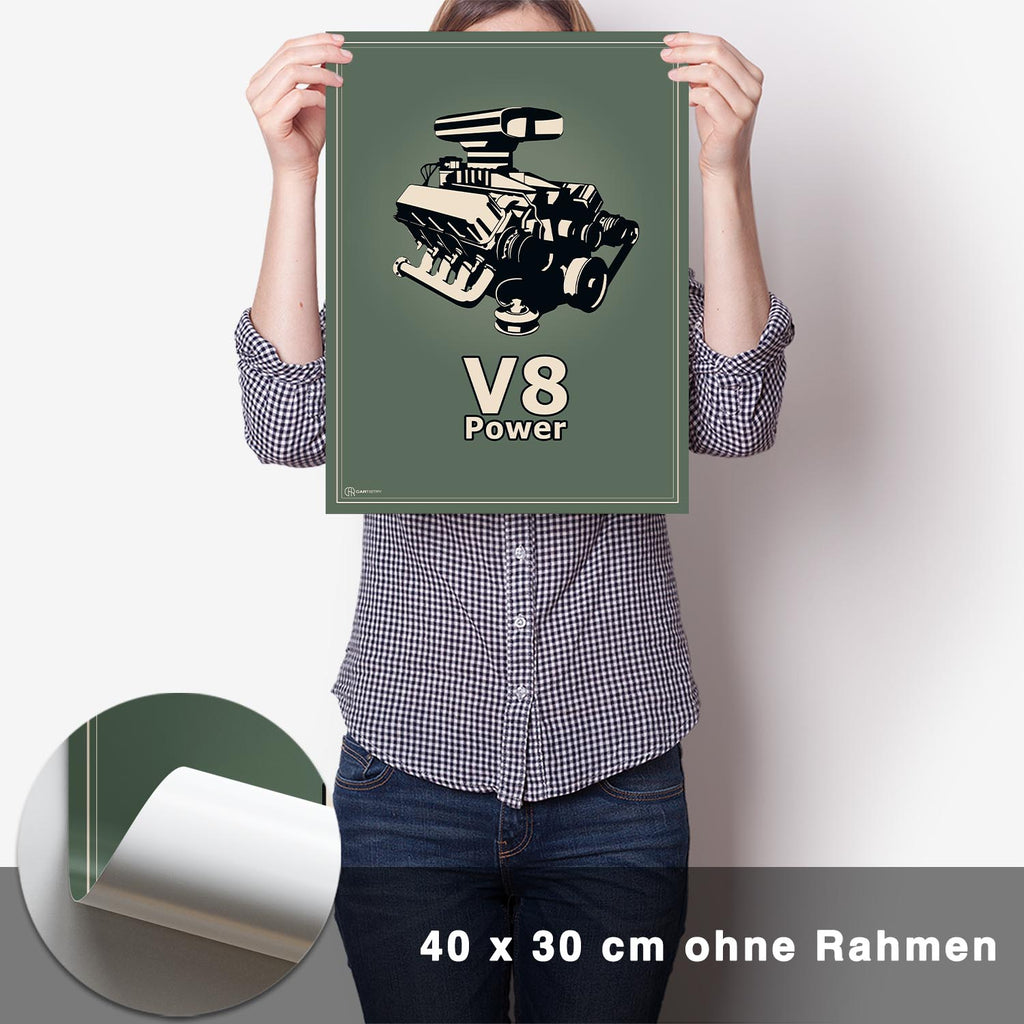 V8 Motor Poster - Grün - CARTISTRY