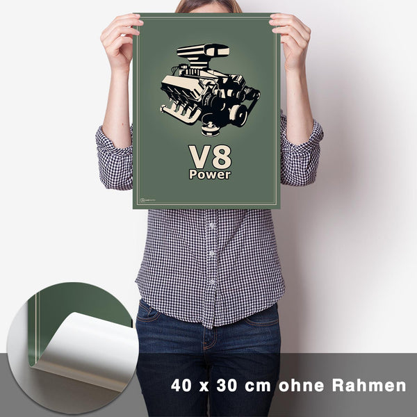 Lade das Bild in den Galerie-Viewer, V8 Motor Poster - Grün - CARTISTRY