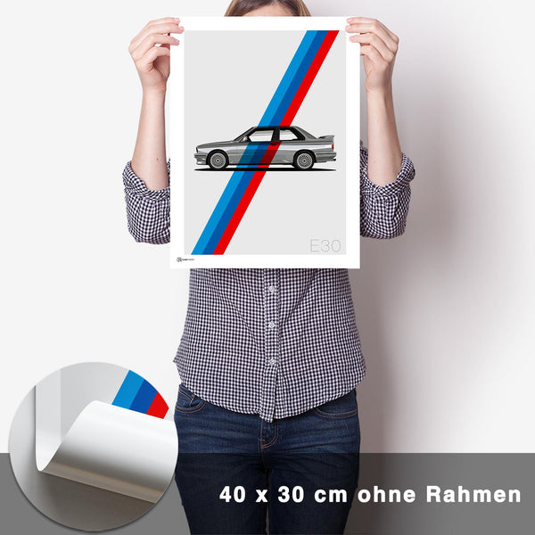 Lade das Bild in den Galerie-Viewer, M3 E30 - Stripes Poster - CARTISTRY