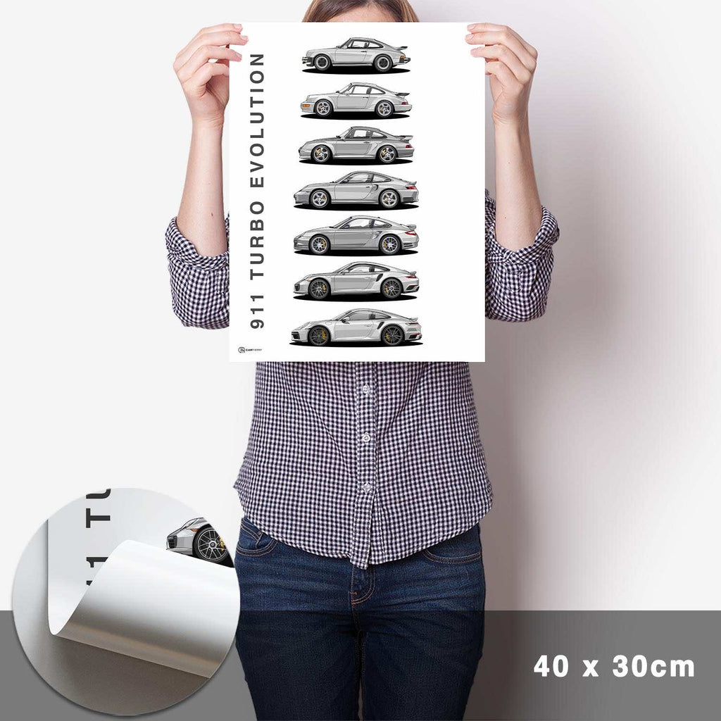 911 Turbo Generationen Poster Hell - Cartistry