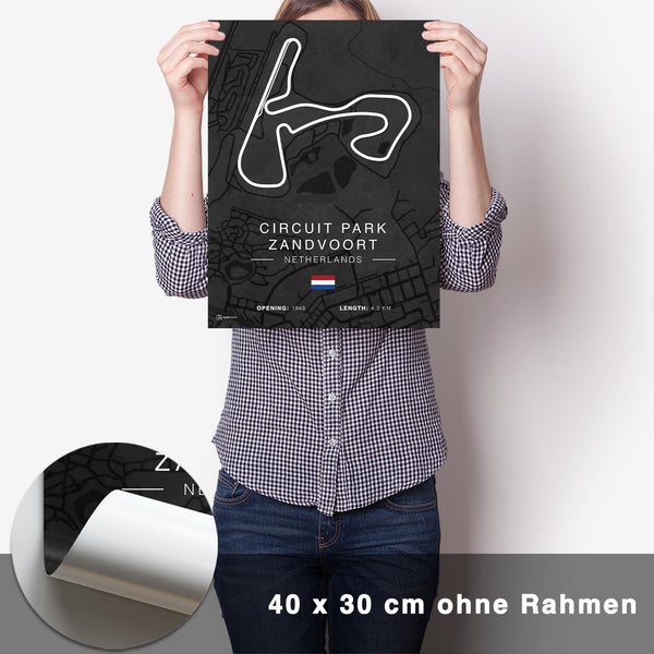 Lade das Bild in den Galerie-Viewer, Circuit Park Zandvoort Rennstrecken Poster - Dunkel - CARTISTRY