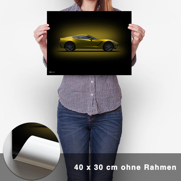 Lade das Bild in den Galerie-Viewer, Corvette C7 Poster Seite Dunkel - CARTISTRY
