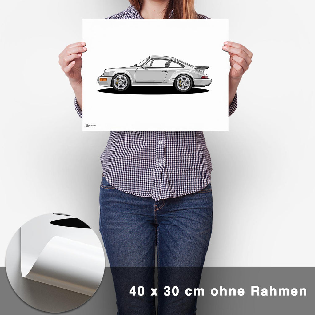 911 Turbo (964) Artwork Poster Hell - CARTISTRY