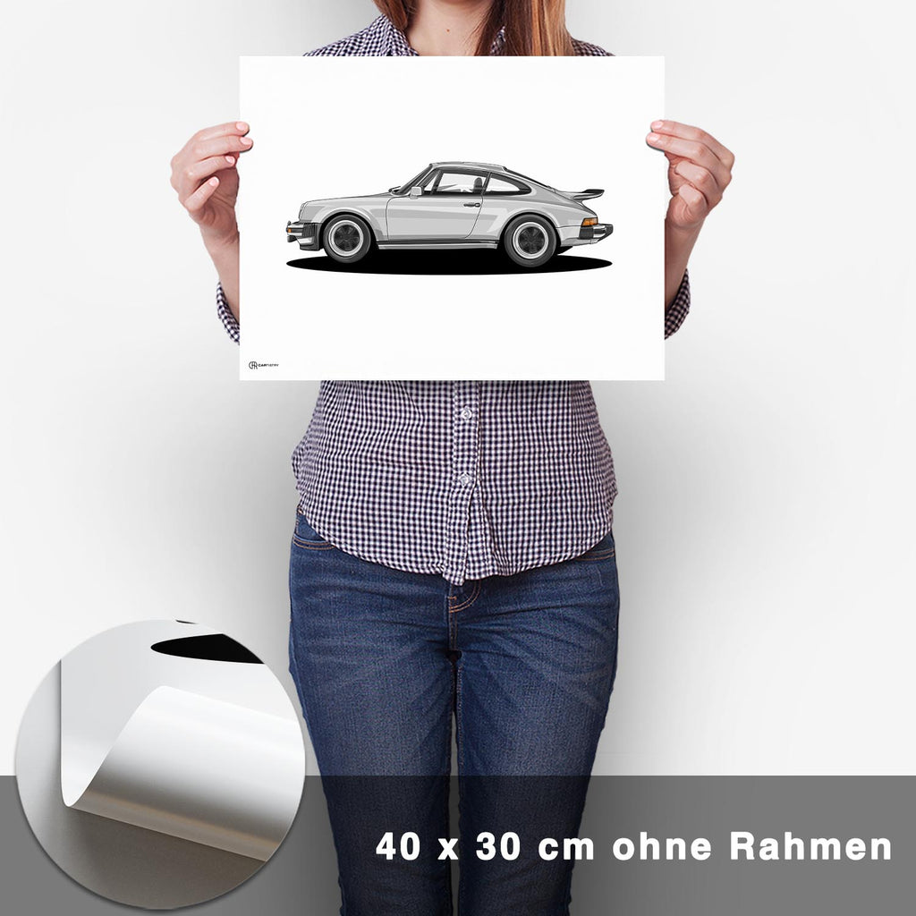 911 Turbo (930) Artwork Poster Hell - CARTISTRY