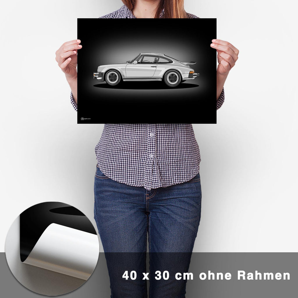 911 Turbo (930) Artwork Poster Dunkel - CARTISTRY