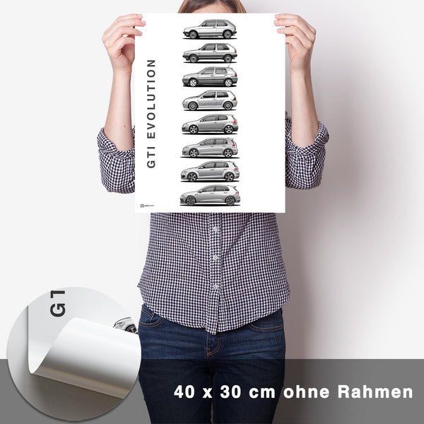 Lade das Bild in den Galerie-Viewer, Golf GTI Generationen Poster Hell - CARTISTRY