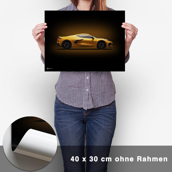 Lade das Bild in den Galerie-Viewer, Corvette C8 Poster Seite Dunkel - CARTISTRY