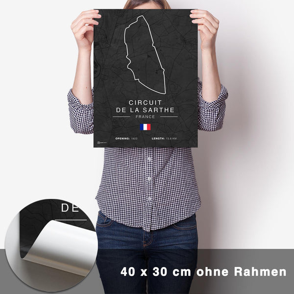 Lade das Bild in den Galerie-Viewer, Circuit de la Sarthe Rennstrecken Poster - Dunkel - CARTISTRY