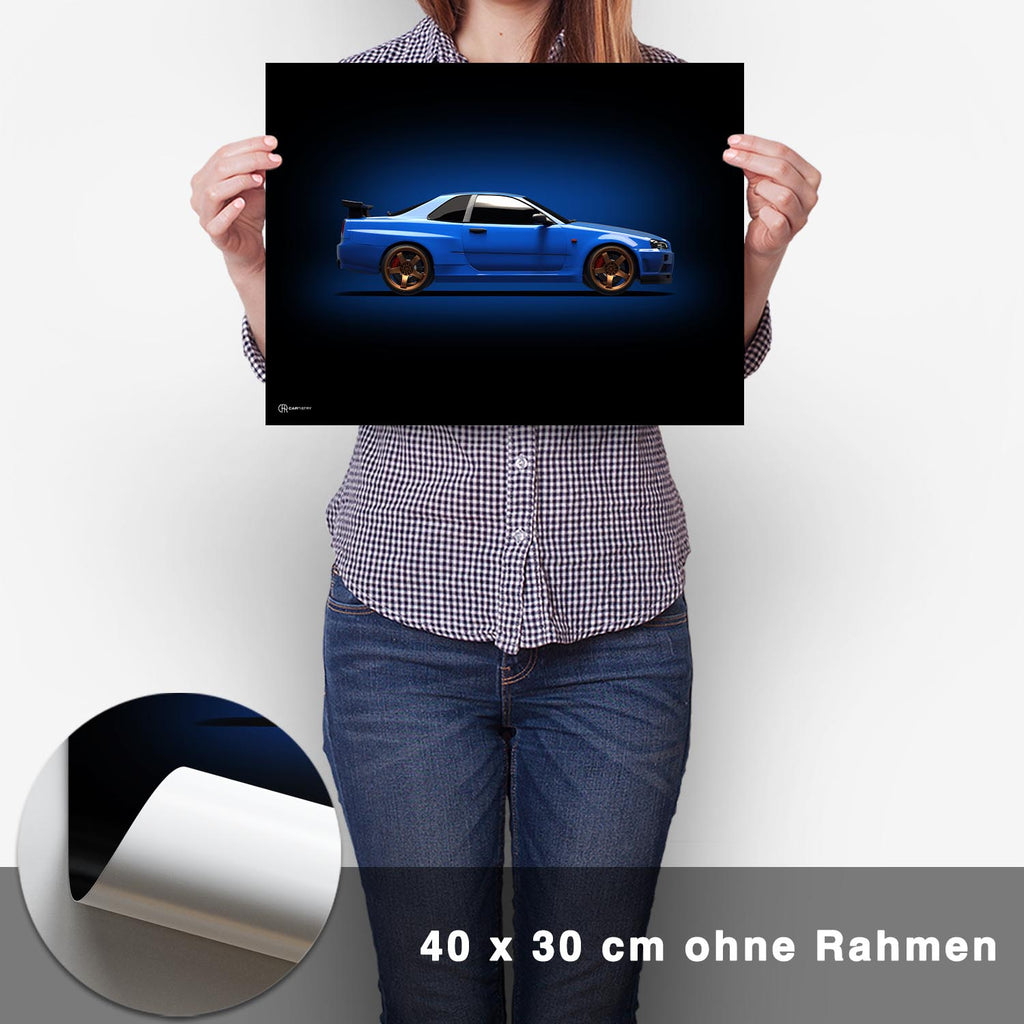 GT-R R34 Poster Seite Dunkel - CARTISTRY