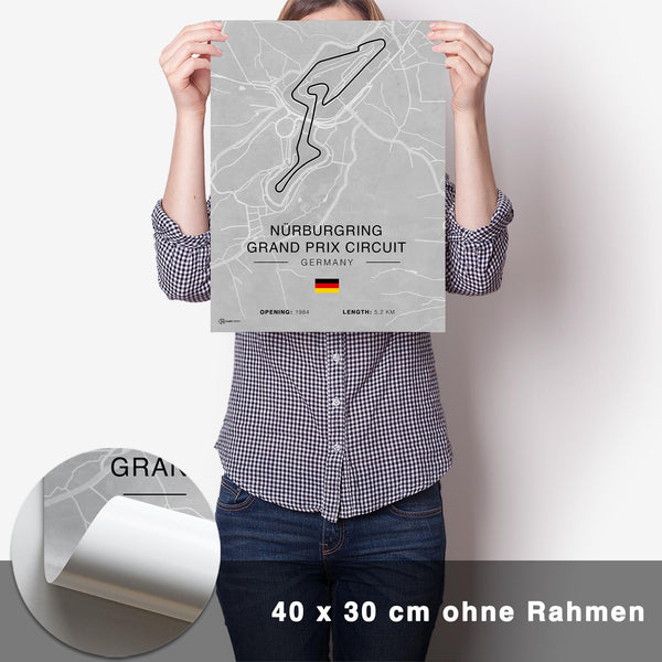 Lade das Bild in den Galerie-Viewer, Nürburgring GP Circuit Rennstrecken Poster - Hell - CARTISTRY