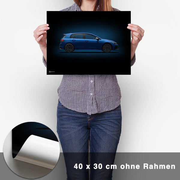 Lade das Bild in den Galerie-Viewer, Golf 8 R Poster Seite Dunkel - CARTISTRY