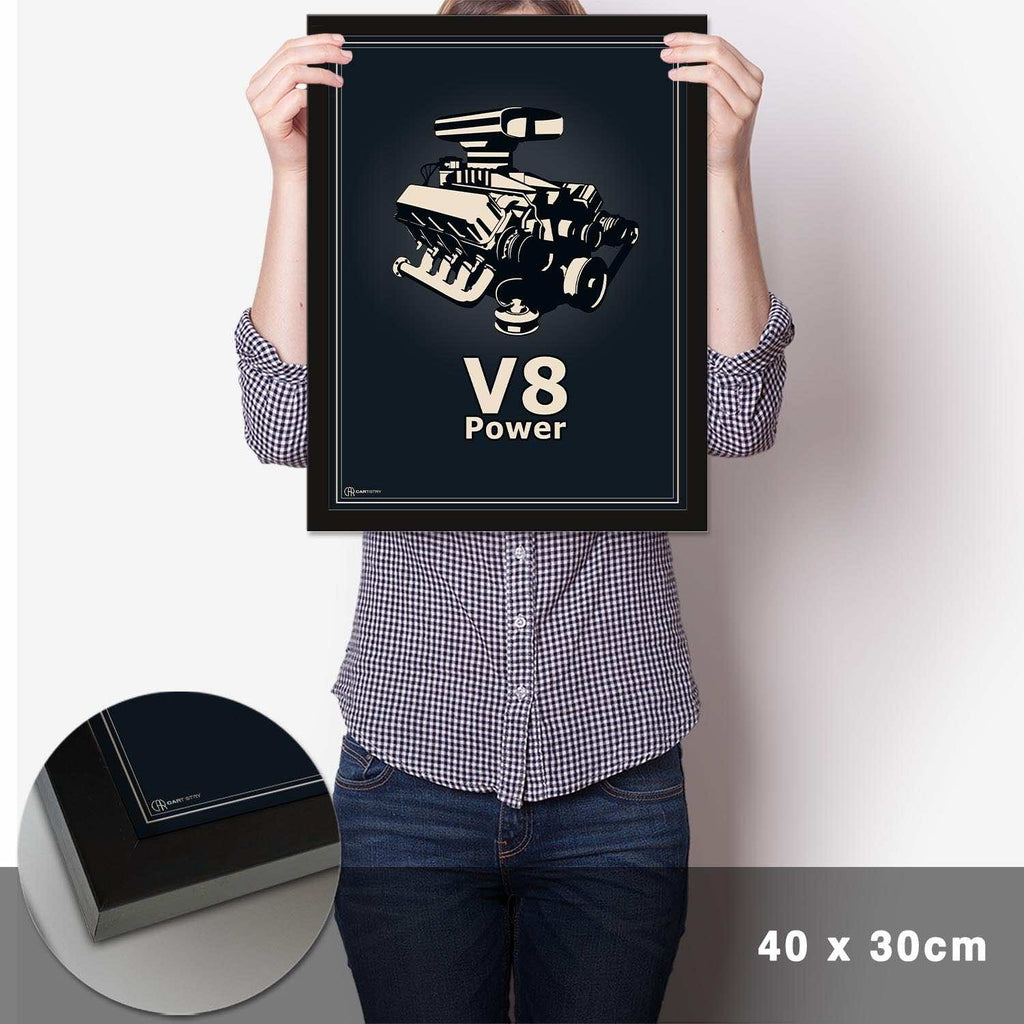 V8 Motor Poster - Blau - Cartistry