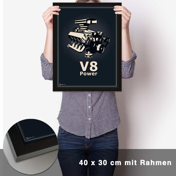 Lade das Bild in den Galerie-Viewer, V8 Motor Poster - Blau - CARTISTRY