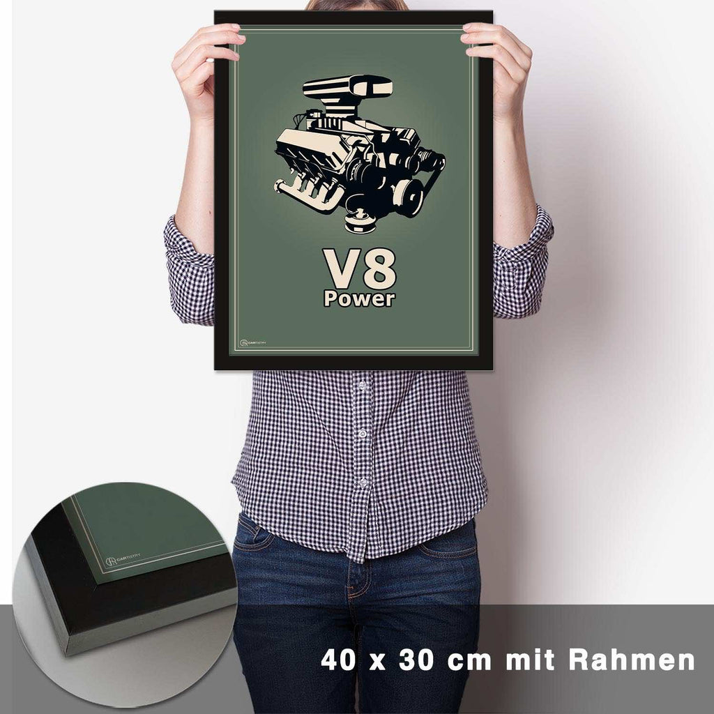 V8 Motor Poster - Grün - CARTISTRY