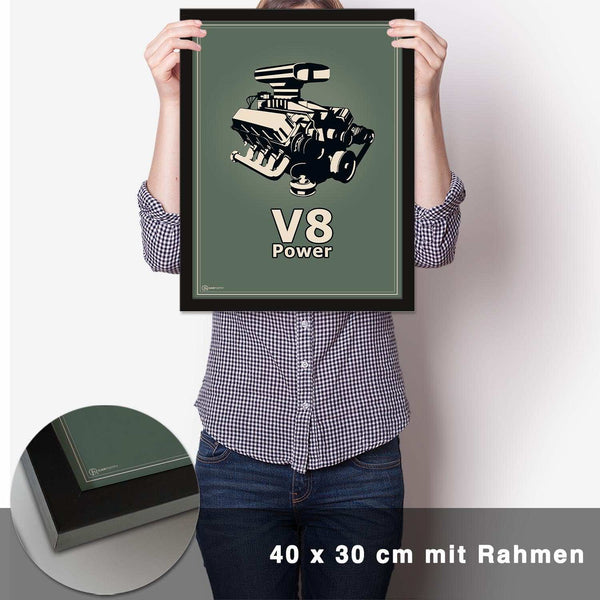 Lade das Bild in den Galerie-Viewer, V8 Motor Poster - Grün - CARTISTRY