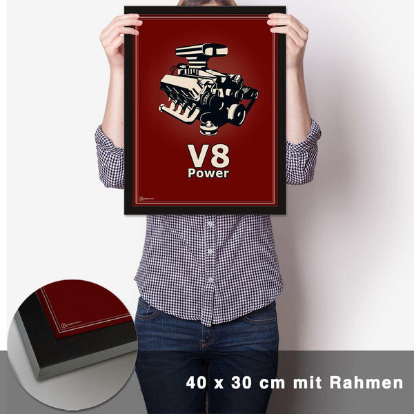 Lade das Bild in den Galerie-Viewer, V8 Motor Poster - Rot - CARTISTRY