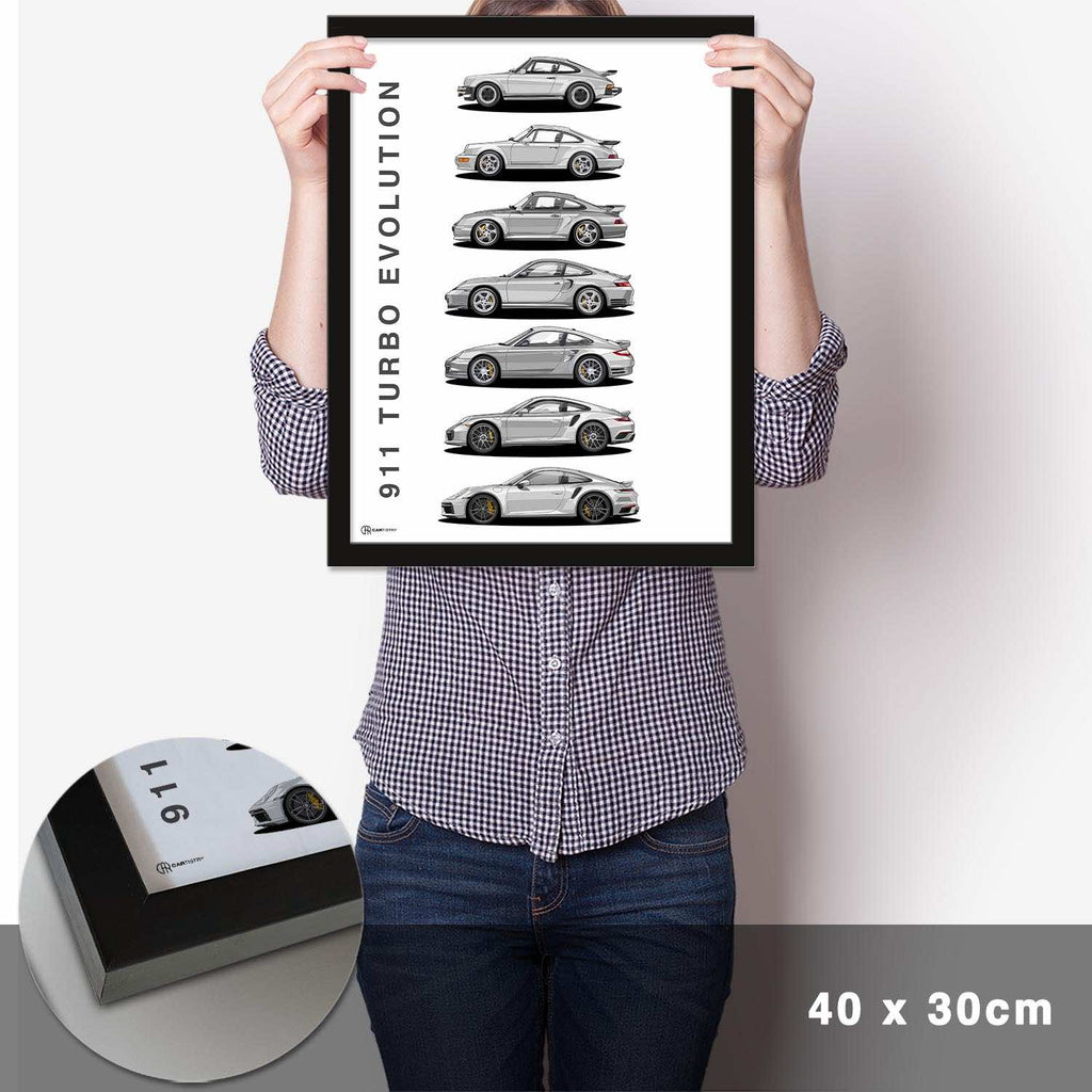 911 Turbo Generationen Poster Hell - Cartistry