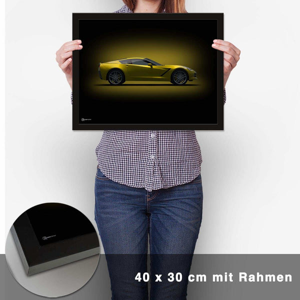 Lade das Bild in den Galerie-Viewer, Corvette C7 Poster Seite Dunkel - CARTISTRY