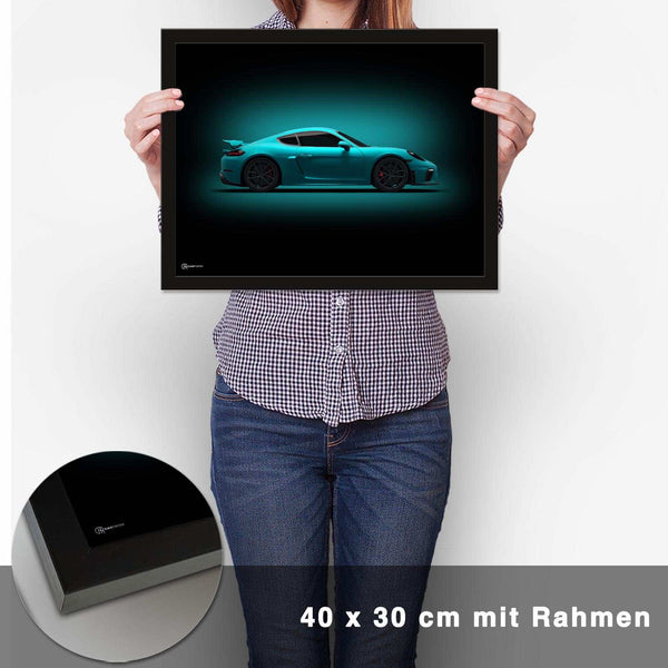 Lade das Bild in den Galerie-Viewer, Cayman GT4 Poster Seite Dunkel - CARTISTRY