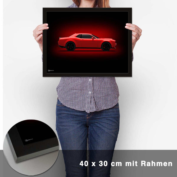 Lade das Bild in den Galerie-Viewer, Challenger SRT Demon Poster Seite Dunkel - CARTISTRY