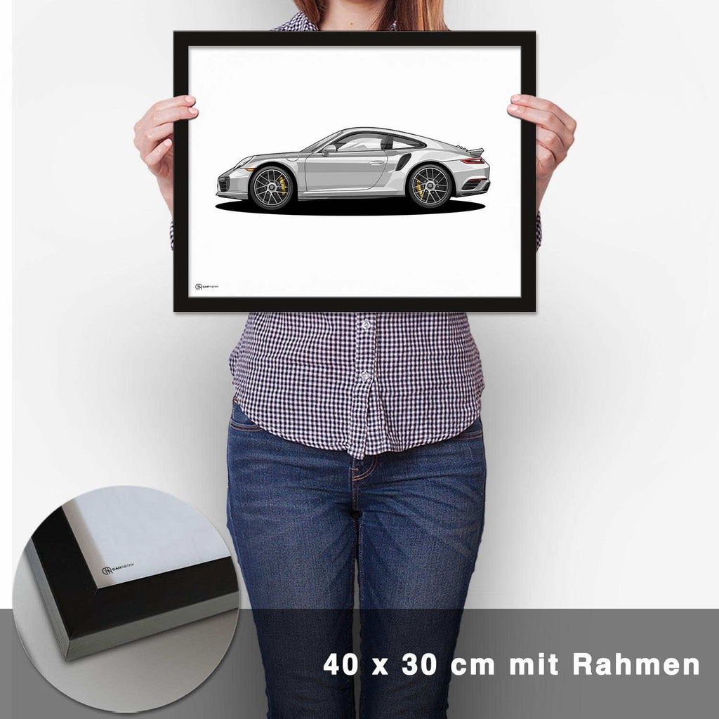 911 Turbo (991) Artwork Poster Hell - CARTISTRY