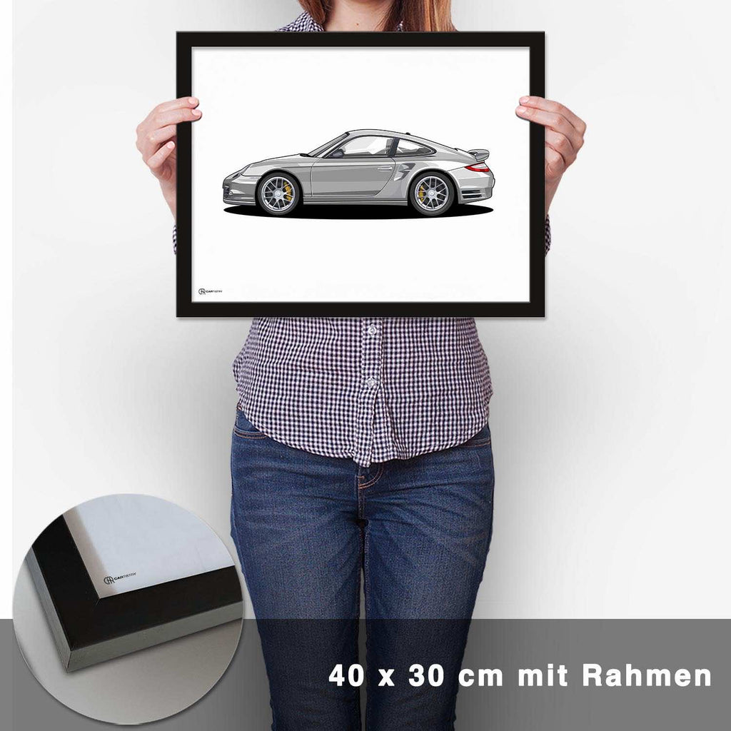911 Turbo (997) Artwork Poster Hell - CARTISTRY