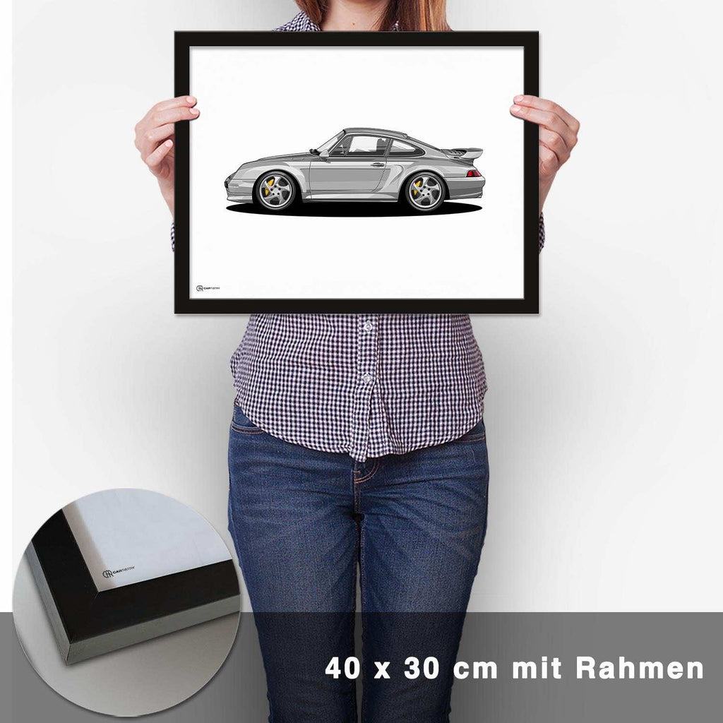 911 Turbo (993) Artwork Poster Hell - CARTISTRY
