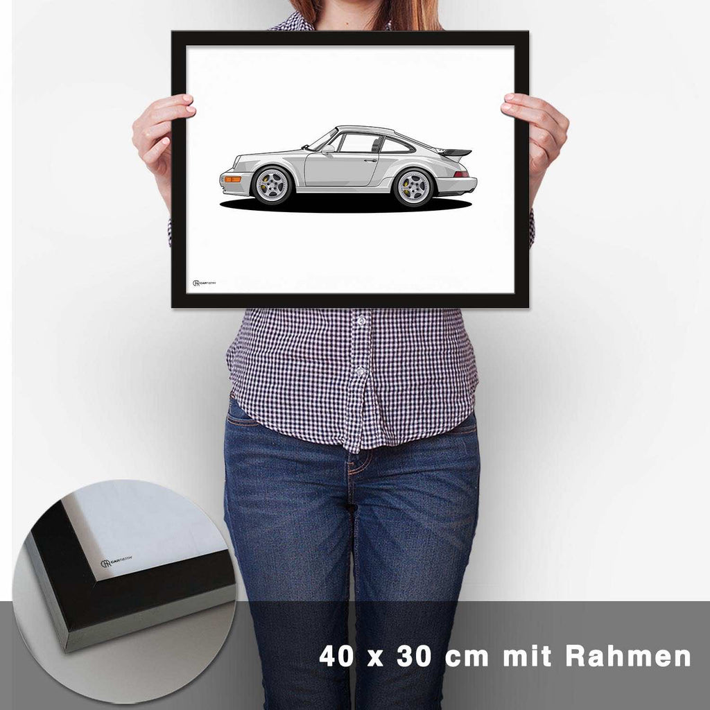 911 Turbo (964) Artwork Poster Hell - CARTISTRY
