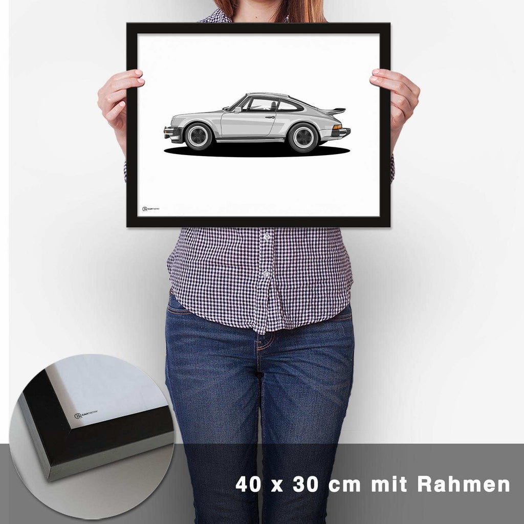 911 Turbo (930) Artwork Poster Hell - CARTISTRY