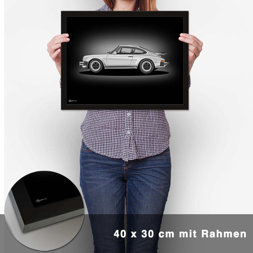 911 Turbo (930) Artwork Poster Dunkel - CARTISTRY