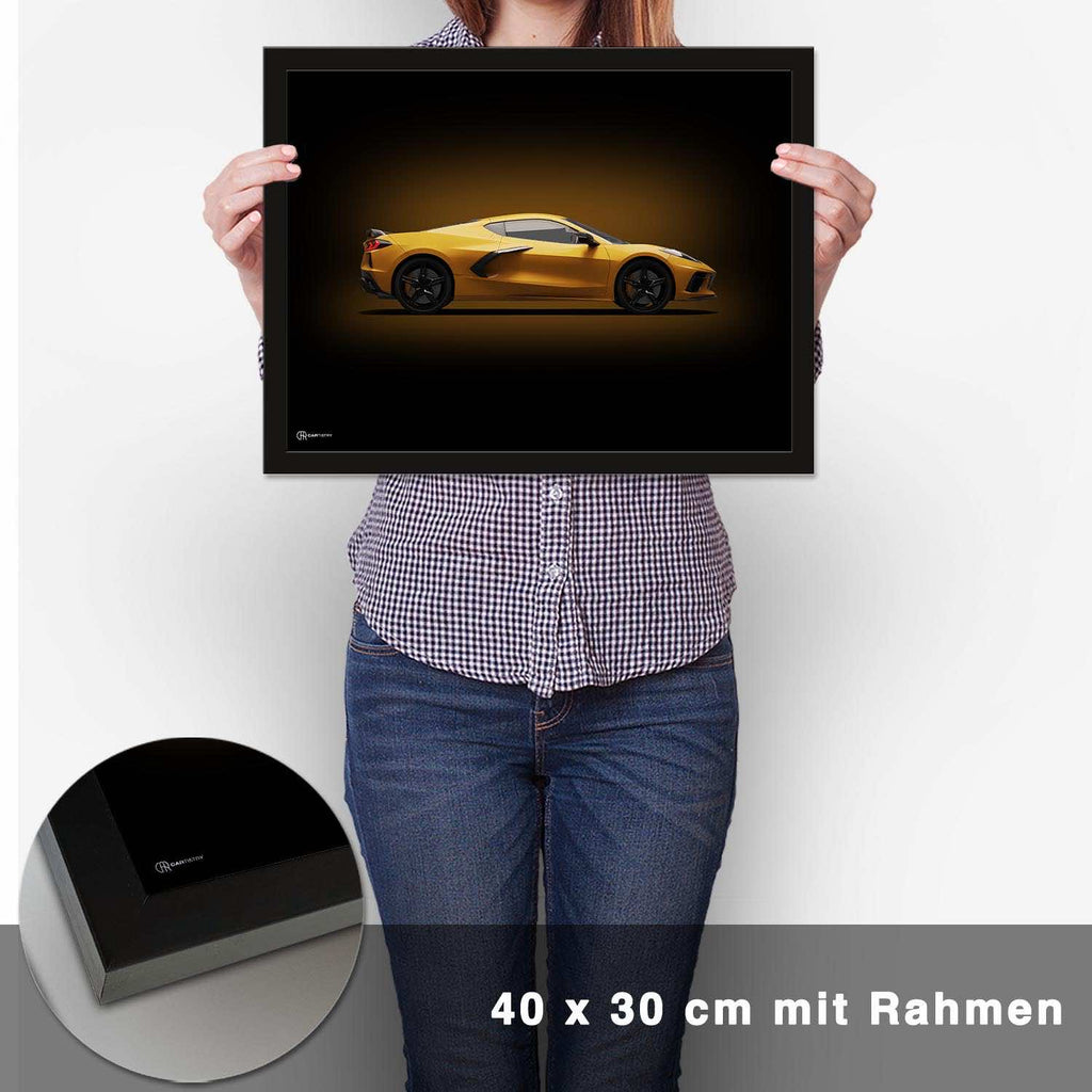 Corvette C8 Poster Seite Dunkel - CARTISTRY