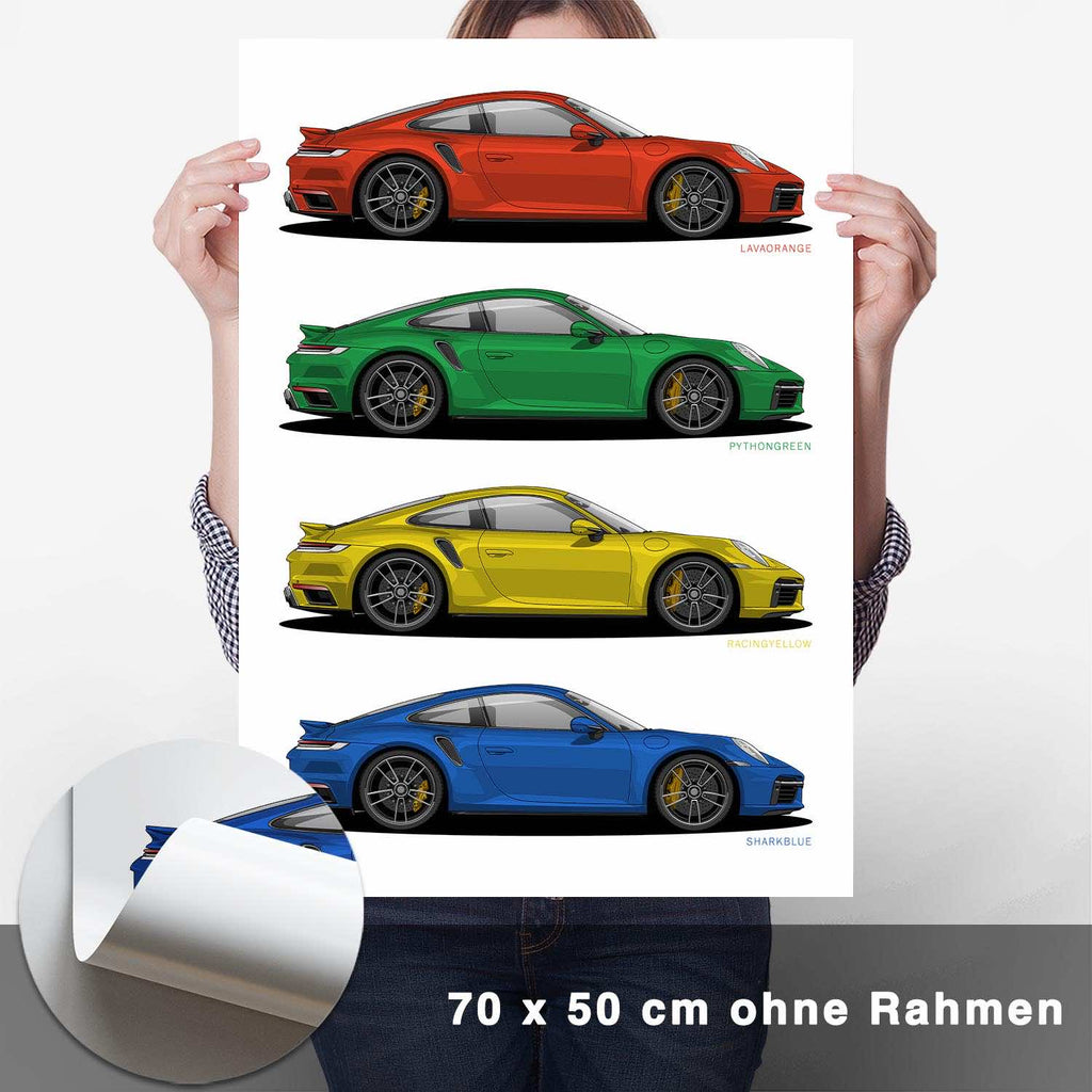 911 Turbo (992) Werksfarben Poster - CARTISTRY