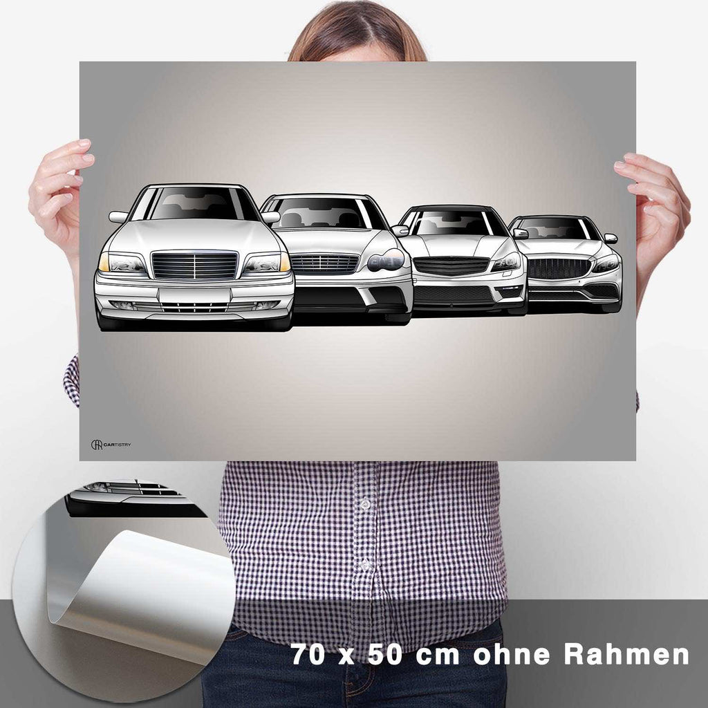 AMG C-Klasse Generationen Poster Horizontal - CARTISTRY