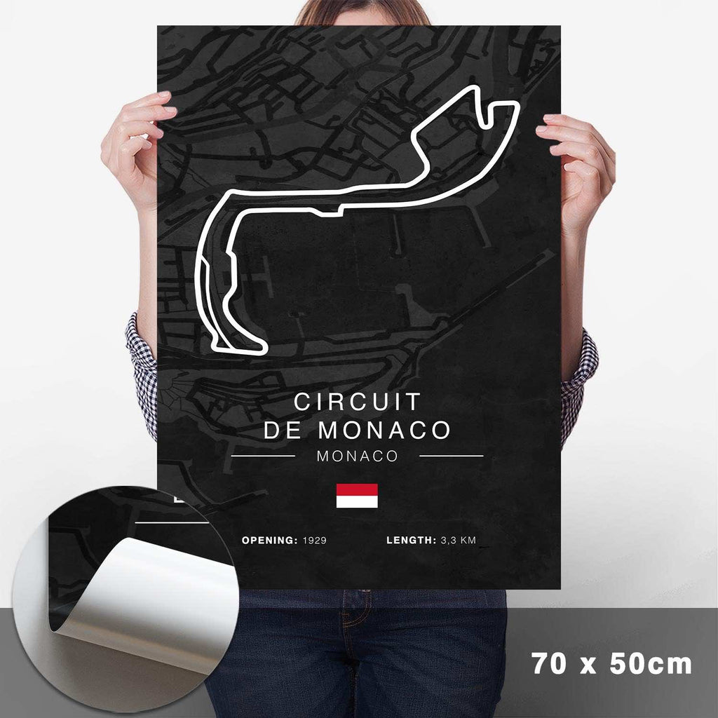 Monaco Rennstrecken Poster - Dunkel - Cartistry