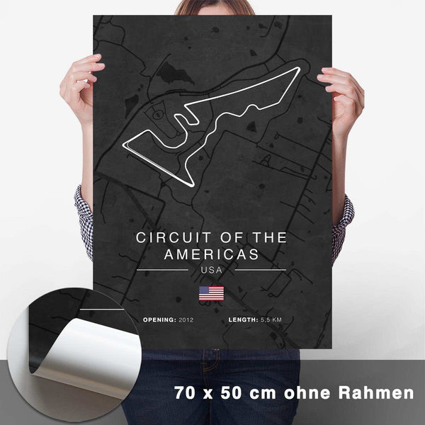 Lade das Bild in den Galerie-Viewer, Circuit Americas Rennstrecken Poster - Dunkel - CARTISTRY