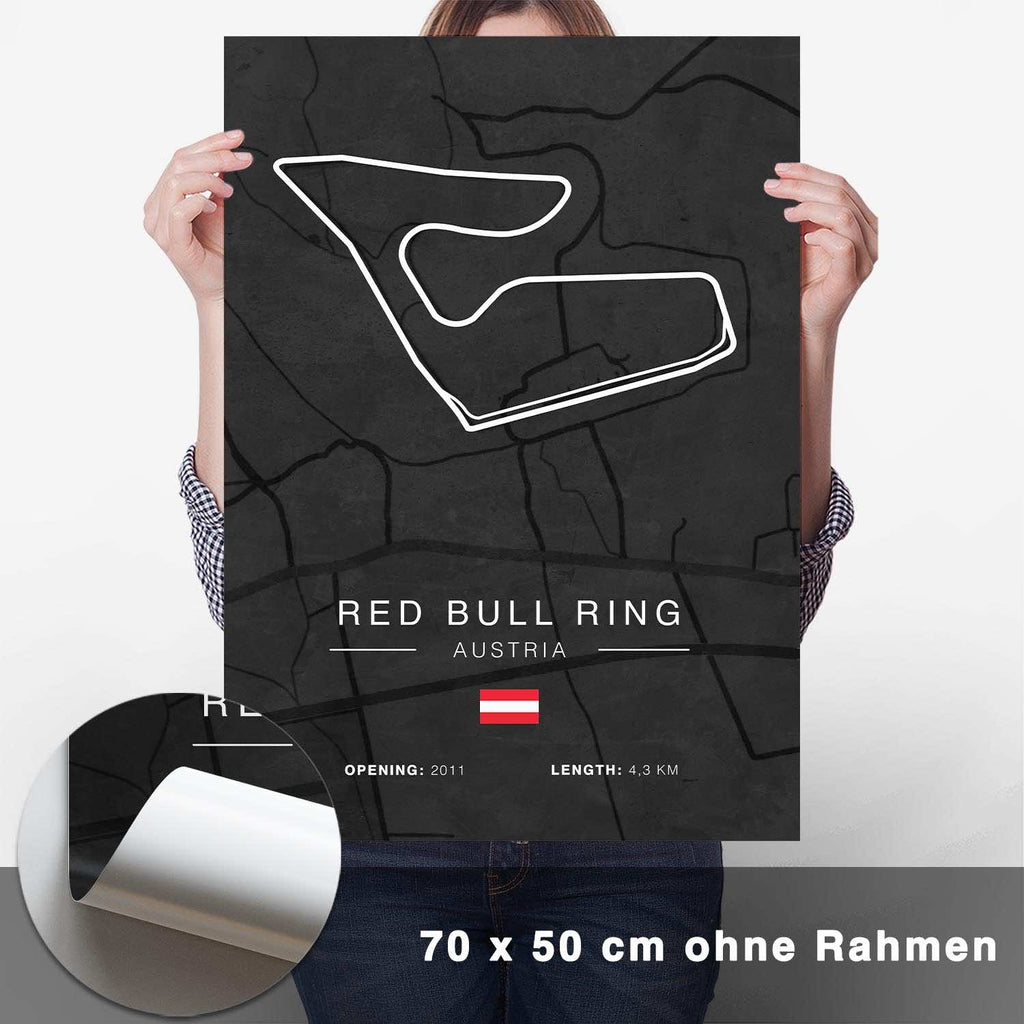Red Bull Ring Spielberg Rennstrecken Poster - Dunkel - CARTISTRY