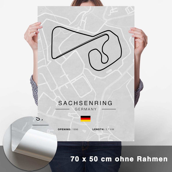 Lade das Bild in den Galerie-Viewer, Sachsenring Rennstrecken Poster - Hell - CARTISTRY