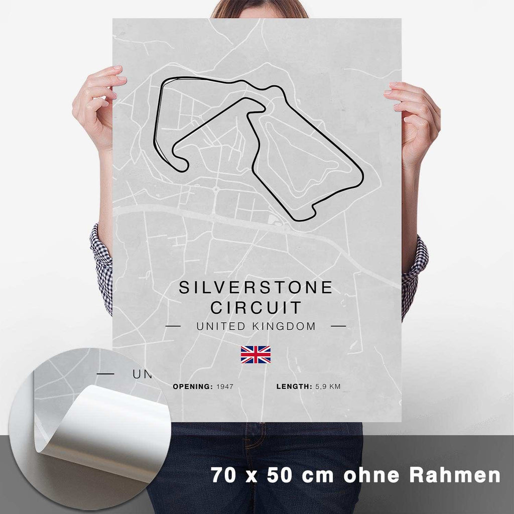 Silverstone Rennstrecken Poster - Hell - CARTISTRY