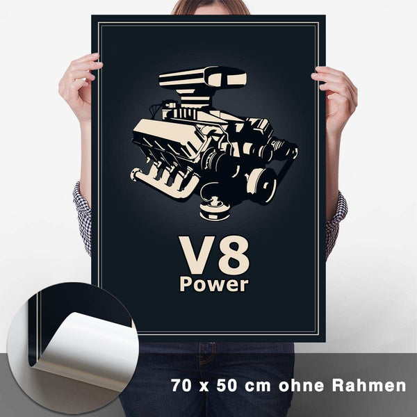 Lade das Bild in den Galerie-Viewer, V8 Motor Poster - Blau - CARTISTRY