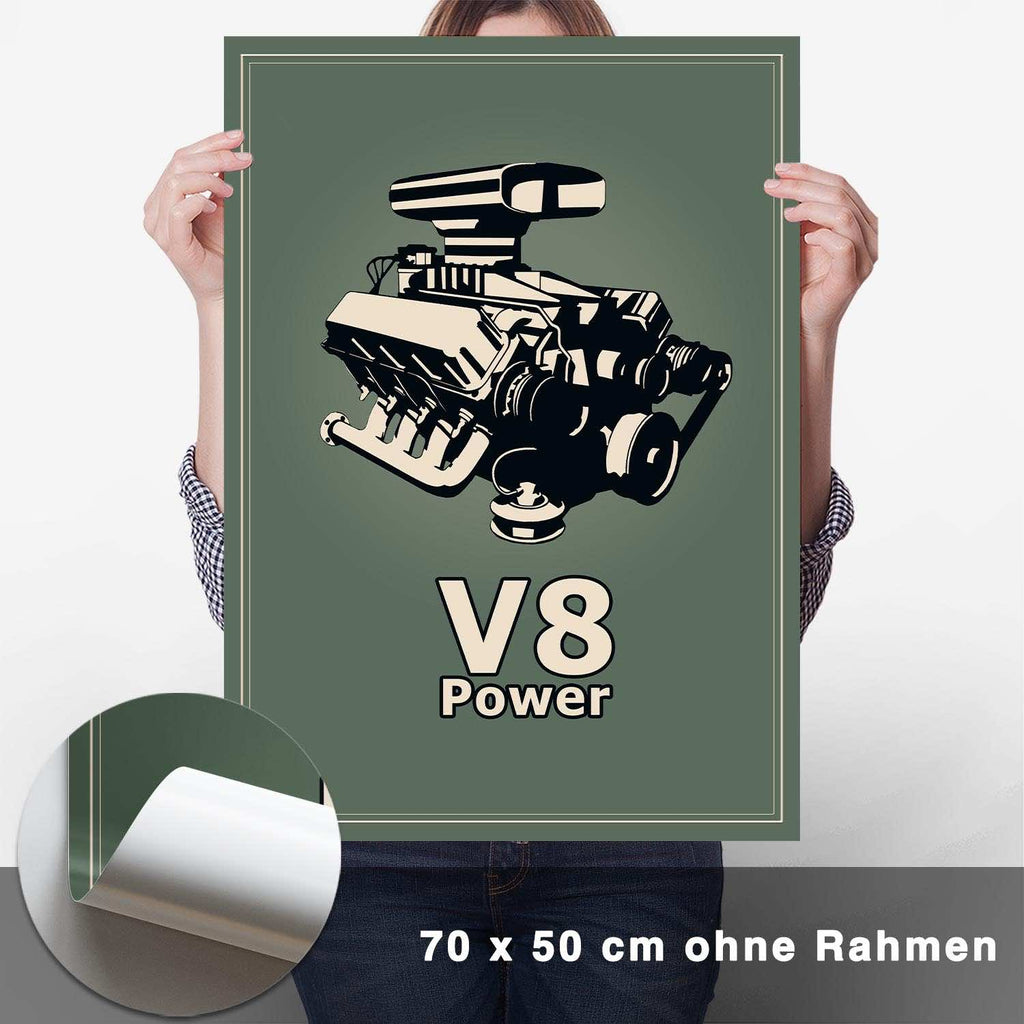 V8 Motor Poster - Grün - CARTISTRY