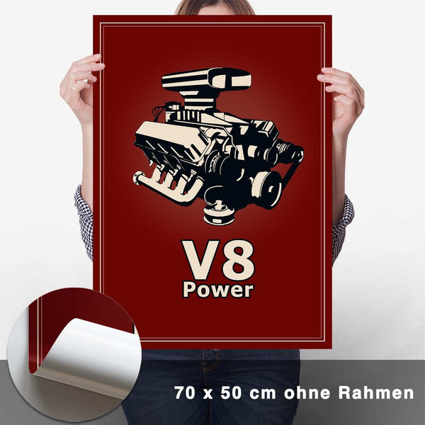 Lade das Bild in den Galerie-Viewer, V8 Motor Poster - Rot - CARTISTRY