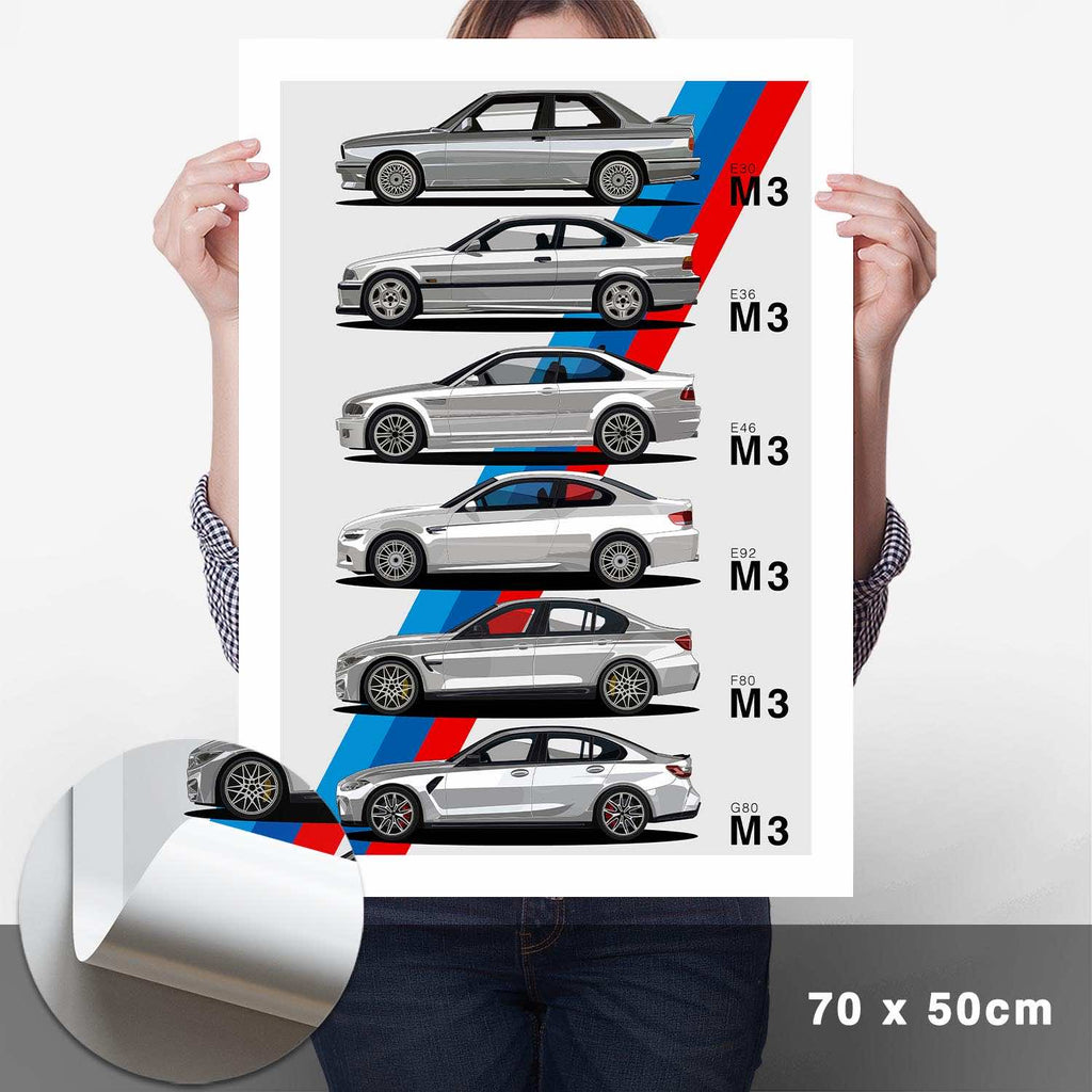 M3 Generationen Poster Seite Hell - Cartistry